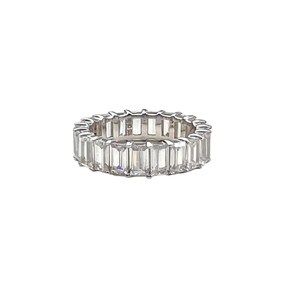 Sterling Silver CN GM Ring Glass Baguettes Jewelry - Sterling Silver CN GM Ring Glass Baguettes Size 8